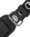 Close-up of buckle on One Size Fits All Carpenter And Framer Construction Rig With Suspenders And Two Bag Tool Belt 24 Pockets