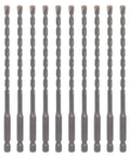 Pro Grade 3/16 Inch By 6 Inch Masonry Drill Bit Set, Carbide Tipped, 10 Pack For Concrete Brick Stone, 1/4 Inch Hex Shank
