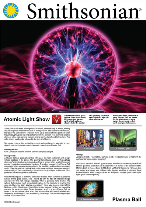 Colorful plasma ball light show with pink and blue tendrils illustrating energy concepts. Smithsonian educational display.