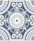 Blue Ezra Vinyl Peel And Stick Floor Tiles 12x12 In Set Of 10 Tiles 10 Sq Ft Per Carton Retro Vintage Art Deco Medallions