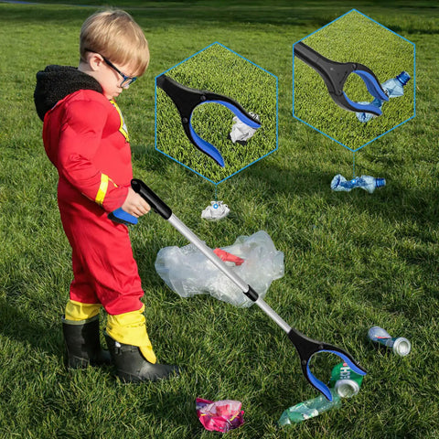Two Pack 32 Inch Grabber Tool With Magnetic Tip For Easy Trash Pickup And Safe Senior Reach Long Reacher Tool For Litter Garbage Picker Upper At Home Yard Cleanup And Hard To Reach Items