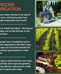 Gardener installs Pro Grade Drip Irrigation Tape Roll 1640 Ft Five Eighths Inch with Smart Regulator in greenhouse and garden.