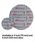 Trizact Hookit 3 Inch P1000 Grit Blending Disc Gray For Auto Body Sanding With Easy Change Hook And Loop System shown with 6-inch variant