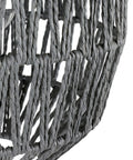 Close-up of gray rope shade on the Three Light Metal Floor Lamp With Gray Rope Shade In Black Finish Large Boho Style Metal Lamp