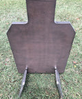 Portable 3/8 Inch AR500 Steel Shooting Ground Target 12x20 with stand on grass, includes ground legs, 0 or 15 degree adjustable tilt.