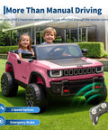 Licensed 24V Kids Ride On Truck Two Seater With Parent Remote Control Three Speed Modes Bluetooth Music LED Headlights Realistic Electric Truck For Ages 3 To 8 Kid Approved