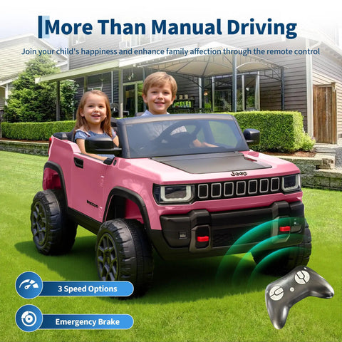 Licensed 24V Kids Ride On Truck Two Seater With Parent Remote Control Three Speed Modes Bluetooth Music LED Headlights Realistic Electric Truck For Ages 3 To 8 Kid Approved