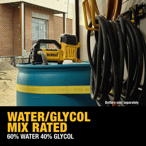Cordless 20V Max Transfer Pump With 10 GPM Capacity on blue barrel for HVAC and refrigeration, battery not included