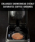 Programmable Coffee Maker With Glass Carafe, 14 Cup Capacity, Stainless Steel Finish showing interior showerhead design.