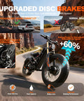 Heavy Duty 5600W Dual Motor Electric Bike For Adults 60V 80Ah Long Range Battery Up To 250 Miles 26X4 Fat Tire Full Suspension Ebike showcasing upgraded 2-piston hydraulic brakes.