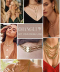 Lucky Necklace Layering Clasp Separator For Stackable Chains Easy To Use With Arthritis Or Long Nails A Must Have 14K Gold And Silver Plated Multiple Clasps For Women Jewelry Accessories displayed in use with layered necklaces.