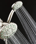 Antimicrobial High Pressure 30 Setting Rainfall Shower Combo With Anti Clog Nozzles Microban Protection Brushed Nickel Finish Jets