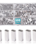 600 Piece Aluminum Fishing Crimp Sleeves Kit With 1mm To 2mm Sizes For Quick Rigging And Leader Tackle Gear