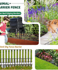 No Dig Garden Fence Kit With 30 Panels And Forty Two And A Half Feet Total Length Keeps Dogs And Rabbits Out Rustproof Anti Digging Barrier Garden Edging Border For Outdoor Yard Patio Perimeter And Ground Defense showing various installations