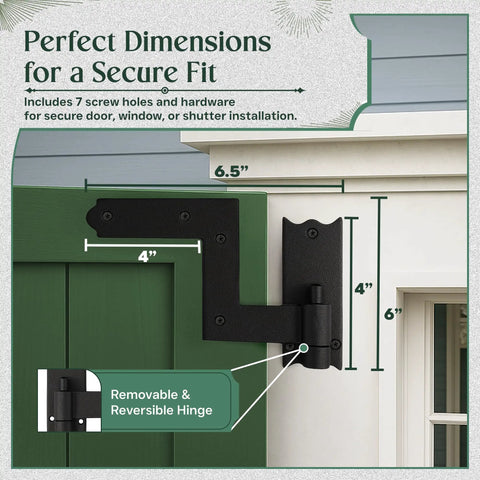 Four Pack Wrought Iron Lift Off Pintle Shutter Hinges Six And A Half Inch Black Colonial Window And Gate Hardware Built To Last Rust Resistant Durable