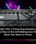 Back view of 8 Outlet Power Center For Single Rack Space With Lighted On Off Switches And 15 Amp Breaker Easy Cable Management.