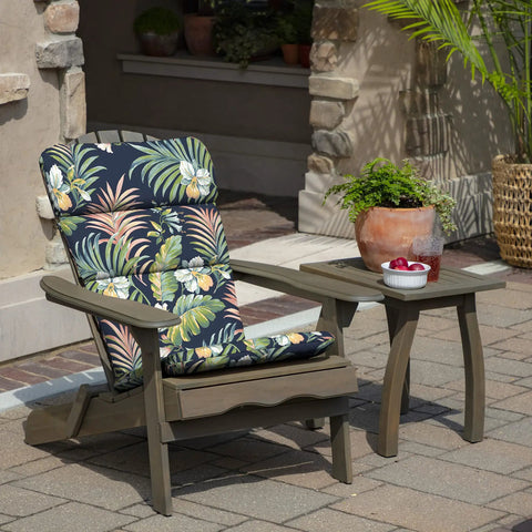 All Weather Outdoor Adirondack Or Rocking Chair Cushion Kit For Porch Lounging In Simone Blue Tropical Seat 20 By 17 Inch And Back 21.5 By 28.5 Inch Rain Proof Fade Resistant PFAS Free C0 Treatment Eco Friendly With Partially Recycled Polyester Fill Fits on chair outdoors