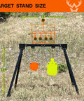 AR500 Steel Target System with 3/8 inch thick 6 inch gong and 7x12 inch silhouette stand in backyard setup