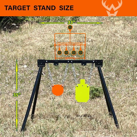 AR500 Steel Target System with 3/8 inch thick 6 inch gong and 7x12 inch silhouette stand in backyard setup