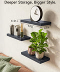 Wall Floating Shelves, Wall Mounted Rustic Wood Shelves for Bathroom, Bedroom, Living Room, Kitchen, Decor with Clock and Plants