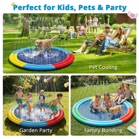 78 Inch Extra Large Non Slip Splash Pad For Kids And Dogs With Thicker Sprinkler Mat Backyard Outdoor Water Toy For Toddlers And Pets Durable Summer Fountain Play Pool For Family Fun And Cool Off