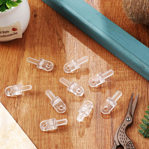 Hella Durable 6-Pack Horizontal Blind Wand Replacement Parts, clear plastic wand tips on wood surface for easy repairs.