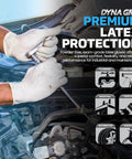 Heavy Duty Extra Large Powder Free Latex Gloves Featuring A Tough As Nails Textured Grip And Comfortable Beaded Cuff Made For Garage Grind Kitchen Cleanup Or Daily Janitorial Hustles In 100 Count Box used during automotive repair.
