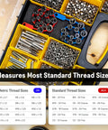 Identibolt Flex Portable Nut And Bolt Thread Gauge Checker kit with imperial and metric compartments, silicone overmold