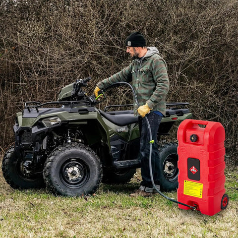 Rugged 15 Gallon Gas Caddy With Manual Fuel Transfer Pump And 10 Ft Hose. Industrial Grade Hpe Build For Leak Proof Heavy Duty Portable Gas Storage, Perfect For Trucks And Emergency Prep