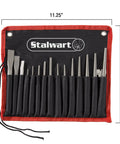 Beast Of A 16 Piece Punch And Chisel Set With Taper And Center Punches Pin Chisels in storage case, measuring 11.25x9.5 inches