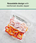 1-Quart BPA-Free Multilayer Vacuum Zipper Bags For Air Tight Food Storage That Keeps Freshness Weeks Not Days with peppers inside