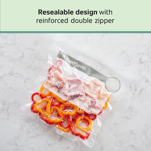 1-Quart BPA-Free Multilayer Vacuum Zipper Bags For Air Tight Food Storage That Keeps Freshness Weeks Not Days with peppers inside