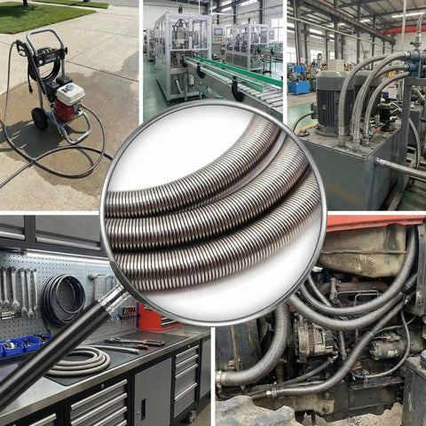 Heavy Duty Galvanized Steel Compression Spring Built Tough For Hydraulic Hose Shield and Silicone Tube Guard in workshop.