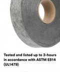 Roll of Graphite Based Intumescent Fire Barrier Wrap Strip 2 Inch By 40 Foot Flexible Firestop For Plastic Pipe Penetrations In Fire Rated Walls And Floors Tested Up To 3 Hours Per ASTM E814 UL1479 Budget Friendly One Roll.