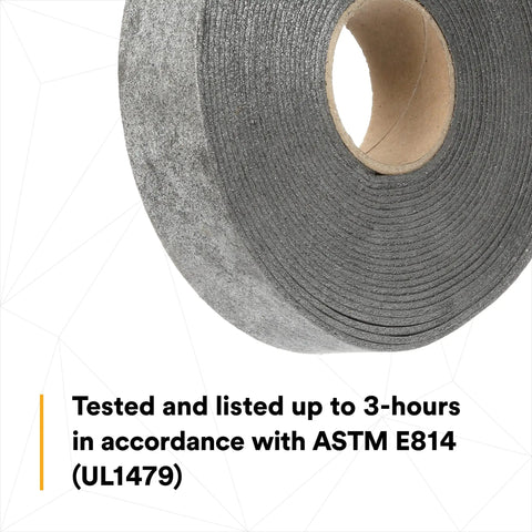 Roll of Graphite Based Intumescent Fire Barrier Wrap Strip 2 Inch By 40 Foot Flexible Firestop For Plastic Pipe Penetrations In Fire Rated Walls And Floors Tested Up To 3 Hours Per ASTM E814 UL1479 Budget Friendly One Roll.