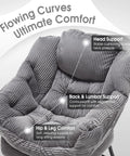 Cozy Lazy Chair With Ottoman For Chillin And Reading, Ultra Comfy Lounge Seat with gray corduroy cushions showing support features
