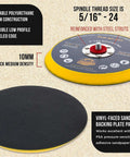 Pro Series 6 Inch PSA DA Sander Backing Plate Pad with Flexible Low Profile Edge for Self Adhesive Sandpaper Discs