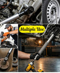 Right Angle Offset Extension Wrench Set For Tight Spots With Socket Adapters For Drills And Impact Wrenches shown in use
