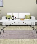 Six Foot Folding Table For Indoor And Outdoor Use, Portable Heavy Duty Fold In Half Plastic Dining Table with Carrying Handle