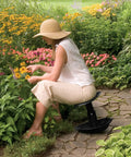 Woman gardening on Premium Garden Rocker With Cushion, Cover And Pockets For Easy Weeding And Planting Tool, Ergonomic, All Day Comfort, Super Comfy Garden Seat Stool With Carry Handles, Made In USA Model GB1227