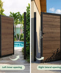 6 Ft By 3 Ft Cedar Wood Fence Gate Kit With Aluminum Frame Privacy Gate Board On Board installed near pool and garden