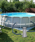 Above ground pool setup with 2 Pack 1.25 Inch EVA Pool Pro Grade Hoses With 2026 Upgrade Flexible Tube Head And 2 Brackets