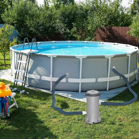 Above ground pool setup with 2 Pack 1.25 Inch EVA Pool Pro Grade Hoses With 2026 Upgrade Flexible Tube Head And 2 Brackets