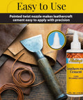 Quick Dry Leather Glue Cement With High Strength Flexible Bond For Leather Repairs On Jackets Shoes Furniture And Purses Non Toxic Non Flammable Water Based Adhesive For DIY Crafts bottle with leather tools