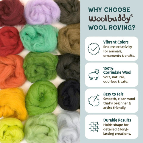 Colorful wool roving for Needle Felting Kit For Cactus And Succulents, No Fuss Easy Beginner Friendly Craft Kit With Wool Roving.