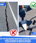Before and after using 2 Rolls Asphalt Crack Filler Tape Peel And Stick Self Adhesive Driveway Repair Strip Waterproof.