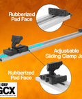 Heavy Duty 50 Inch Clamp Guide Track For Circular Saws With Quick One Sided Adjustment And Snap Tight Locking Handle with rubberized pad face and adjustable clamp jaw.