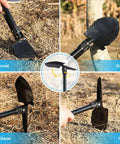 Car Roadside Emergency Kit With Jumper Cables, Must Have Safety Roadside Assistance Gear, Folding Survival Shovel showing 4 tool modes