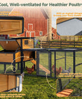 Large Backyard Wooden Chicken Coop With Run For Four To Six Chickens Outdoor Hen House With Ventilation Window And Sliding Doors