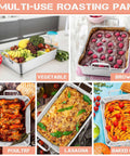 Big Turkey Roasting Pan With V Shaped Rack Stainless Steel Roaster Pan 16x11.5Inch Heavy Duty for Vegetables Lasagna Brownies